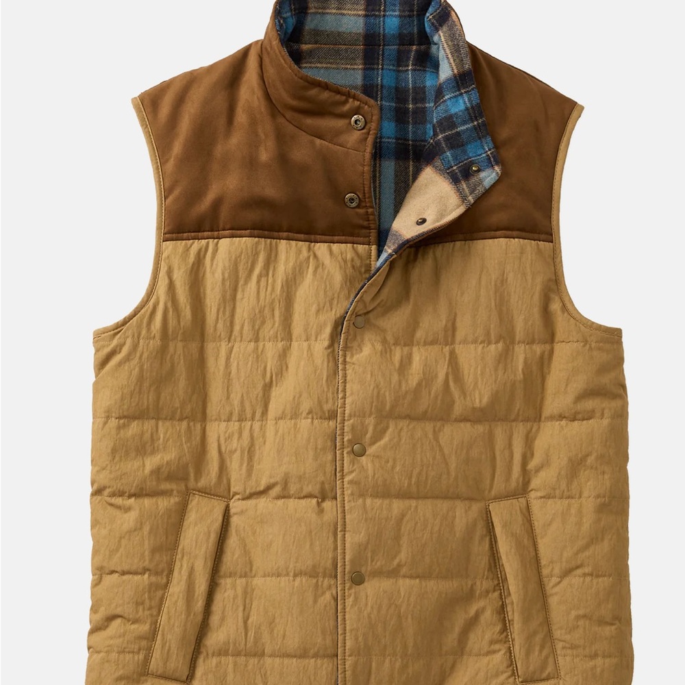Men's Tan and Brown Quilted Vest